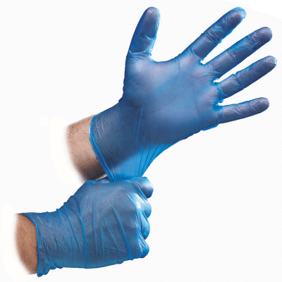 500 x Strong Blue Vinyl Powder Free Disposable Gloves - Medium Size